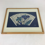 Japanese Framed Washi Paper Formwork Dyeing Vtg Kata-e Zome Blue FL58