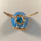Japanese Galss Music Box Vtg Angel Figurine Blue Wing Hokkaido Otaru JK124