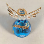 Japanese Galss Music Box Vtg Angel Figurine Blue Wing Hokkaido Otaru JK124