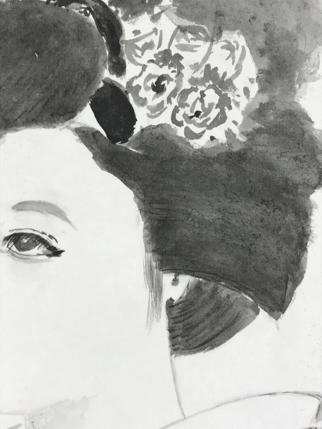 Japanese Geisha Art Board Painting Shikishi Paper Kimono Portrait Woman A494