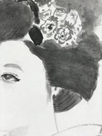 Japanese Geisha Art Board Painting Shikishi Paper Kimono Portrait Woman A494