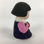 Japanese Girl Praying Clay Doll Vtg Pottery Statue Ceramic Okimono BD789