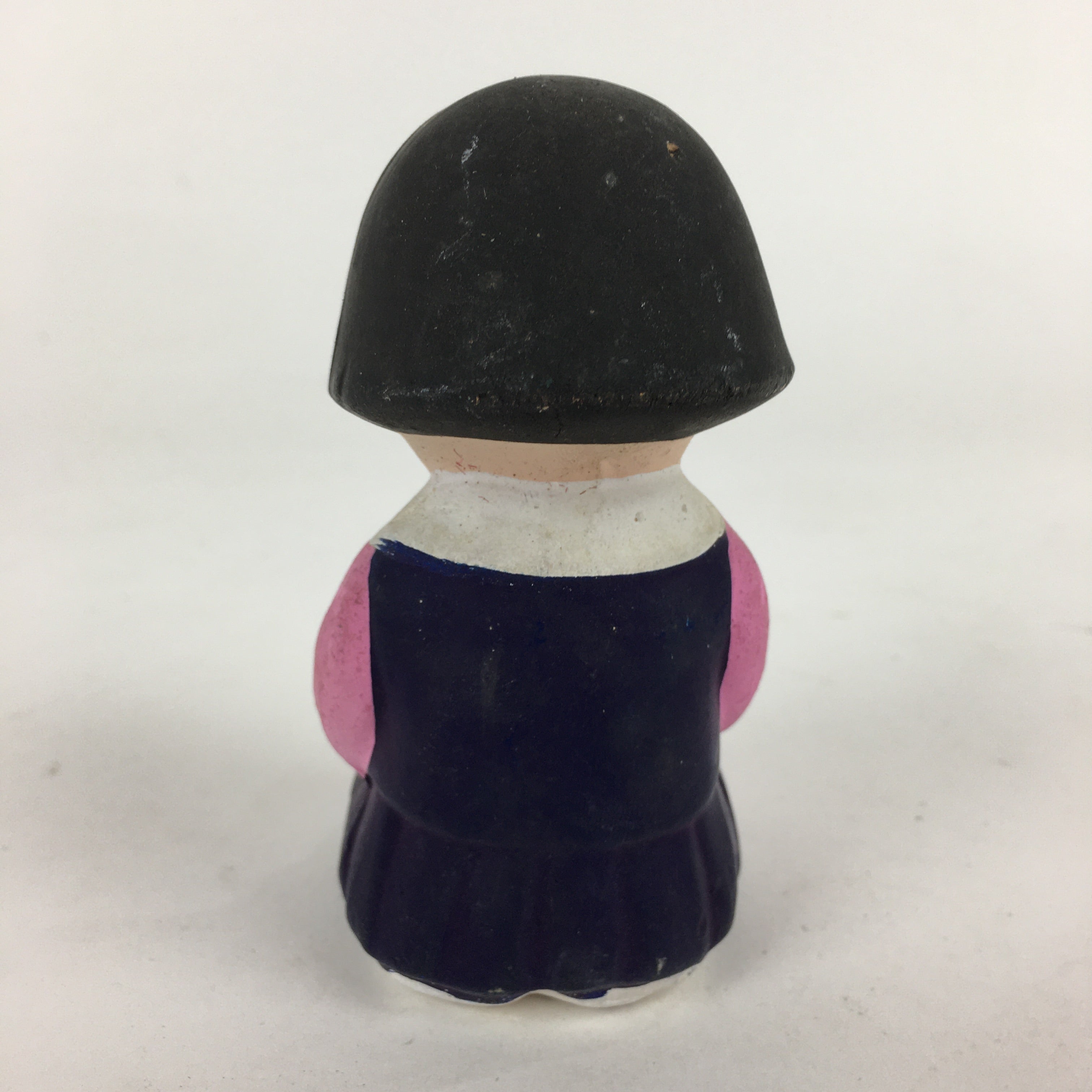 Japanese Girl Praying Clay Doll Vtg Pottery Statue Ceramic Okimono BD789