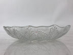 Japanese Glass Clear Bowl Salad Plate Vtg Kamei Glass Kunugi Leaves Garasu Bachi