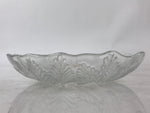 Japanese Glass Clear Bowl Salad Plate Vtg Kamei Glass Kunugi Leaves Garasu Bachi