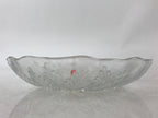 Japanese Glass Clear Bowl Salad Plate Vtg Kamei Glass Kunugi Leaves Garasu Bachi