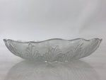 Japanese Glass Clear Bowl Salad Plate Vtg Kamei Glass Kunugi Leaves Garasu Bachi