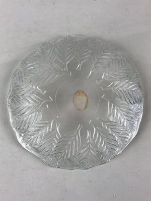 Japanese Glass Clear Bowl Salad Plate Vtg Kamei Glass Kunugi Leaves Garasu Bachi