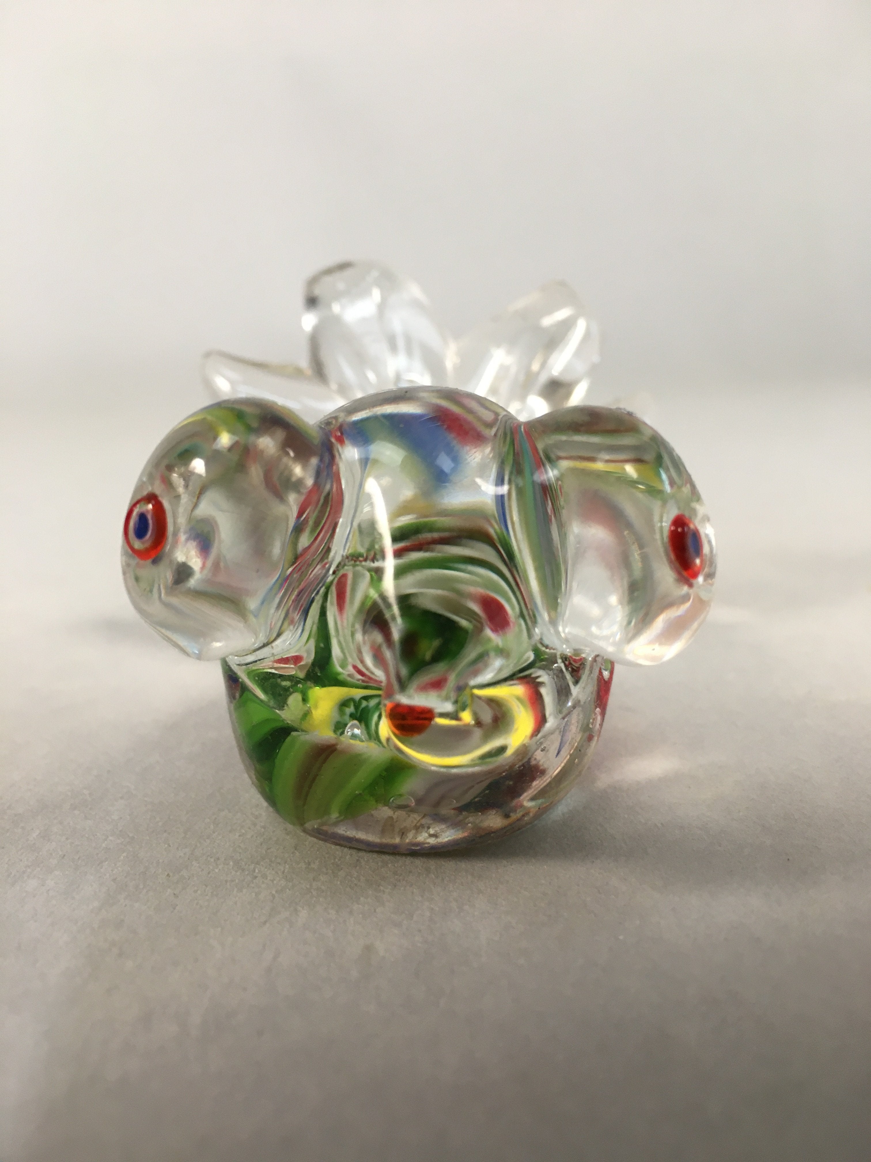 Japanese Glass Display Vtg Goldfish Pop-eyed Red Greed Blue Fish JK169