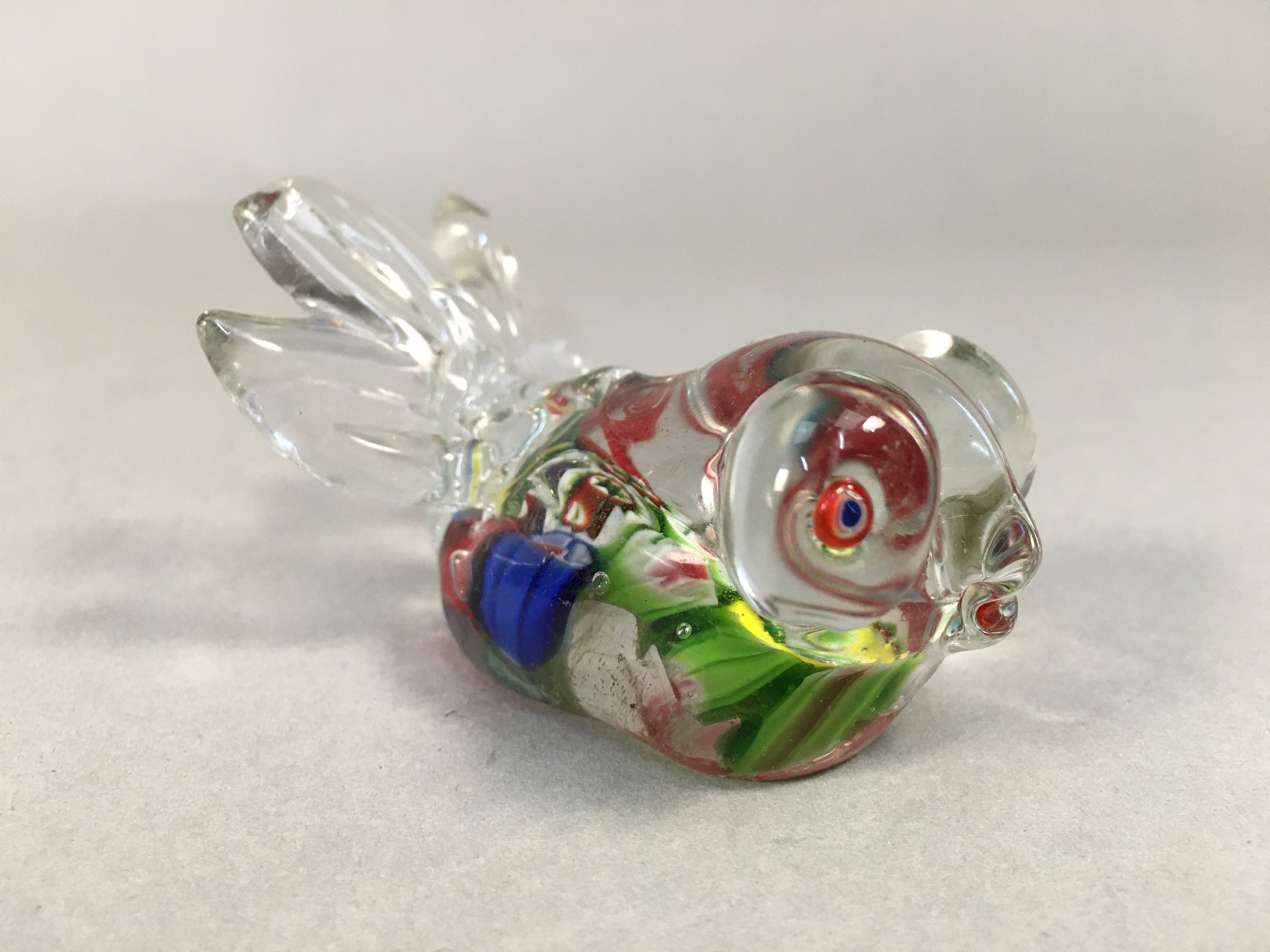 Japanese Glass Display Vtg Goldfish Pop-eyed Red Greed Blue Fish JK169