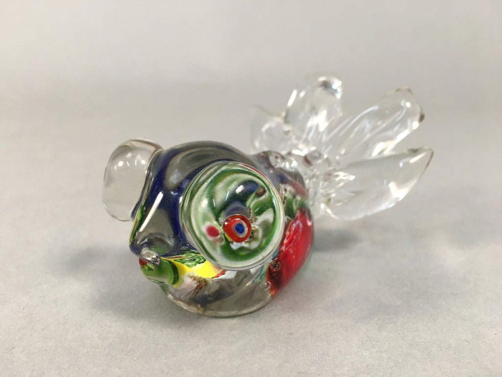 Japanese Glass Display Vtg Goldfish Pop-eyed Red Greed Blue Fish JK169