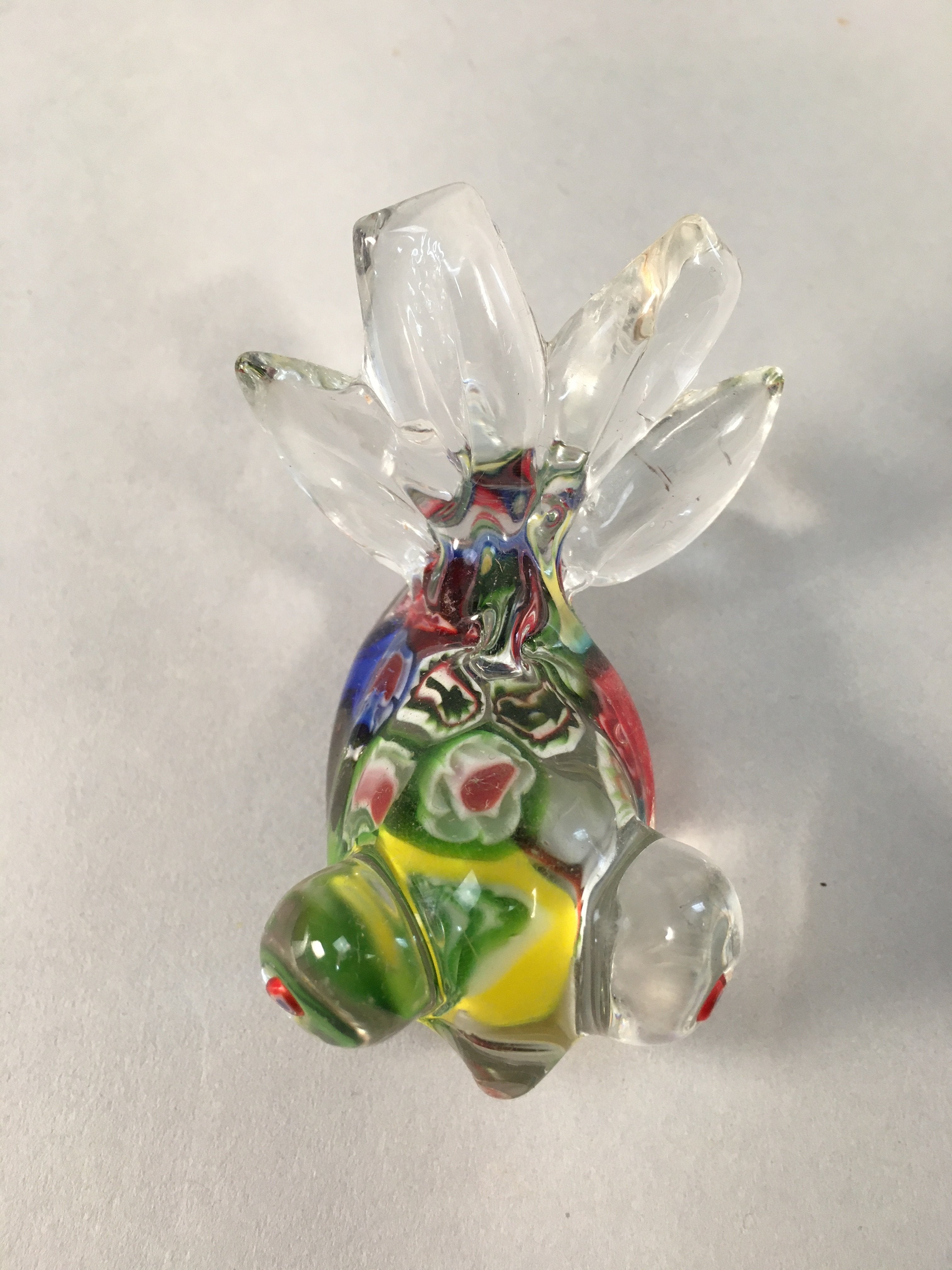 Japanese Glass Display Vtg Goldfish Pop-eyed Red Greed Blue Fish JK169