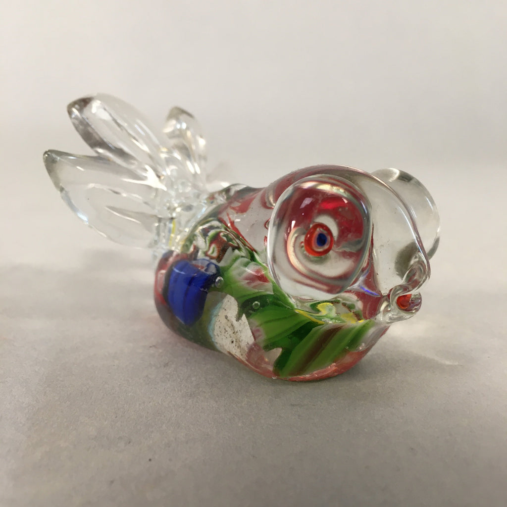 Japanese Glass Display Vtg Goldfish Pop-eyed Red Greed Blue Fish JK169
