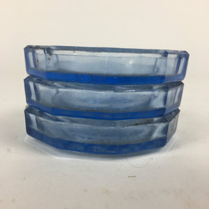Japanese Glass Drink Coaster Saucer 3pc Set Vtg Chataku Clear Glass JK273