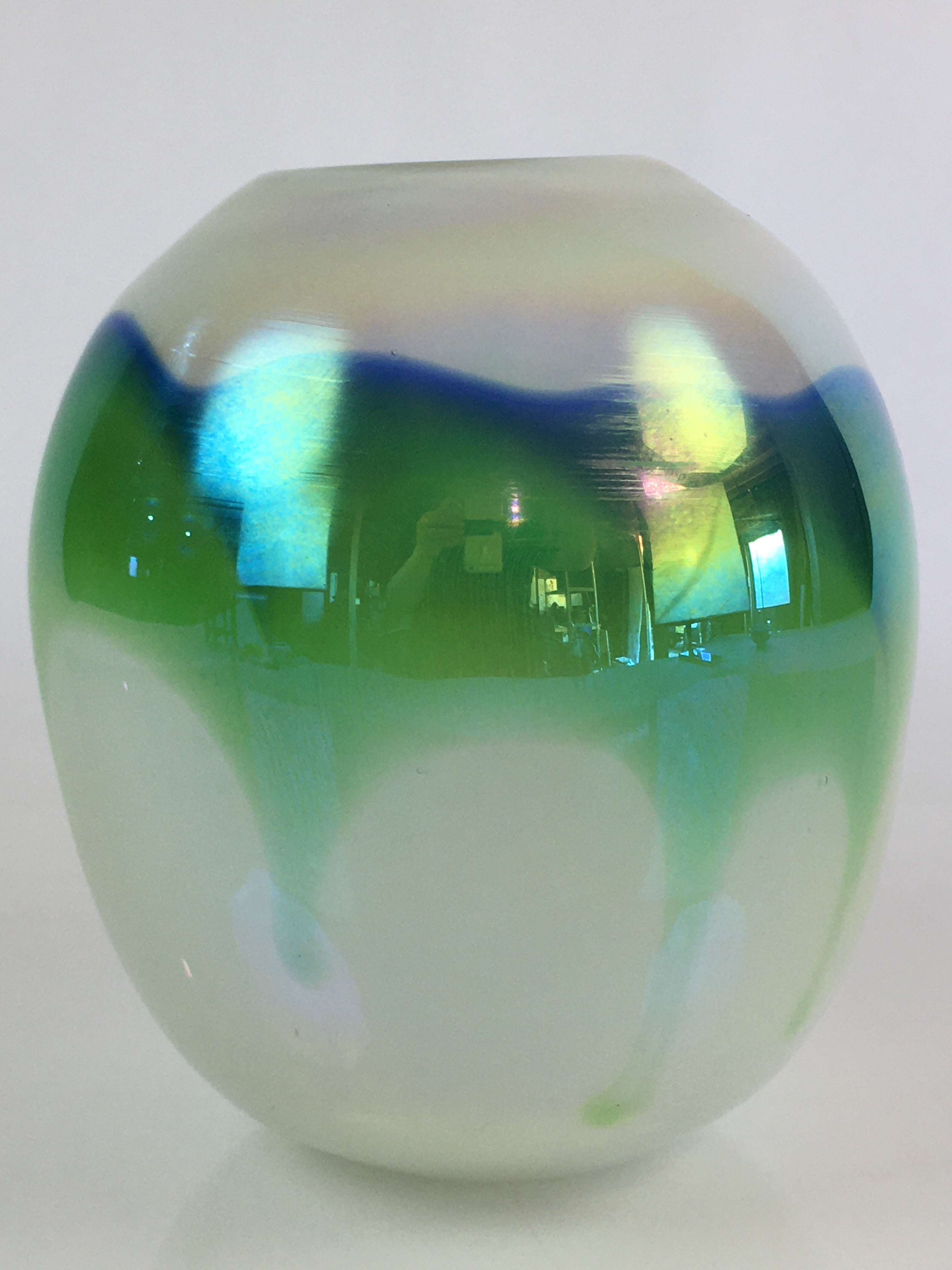 Japanese Glass Flower Vase Kabin Vtg Flower Arrangement Ikebana FV995