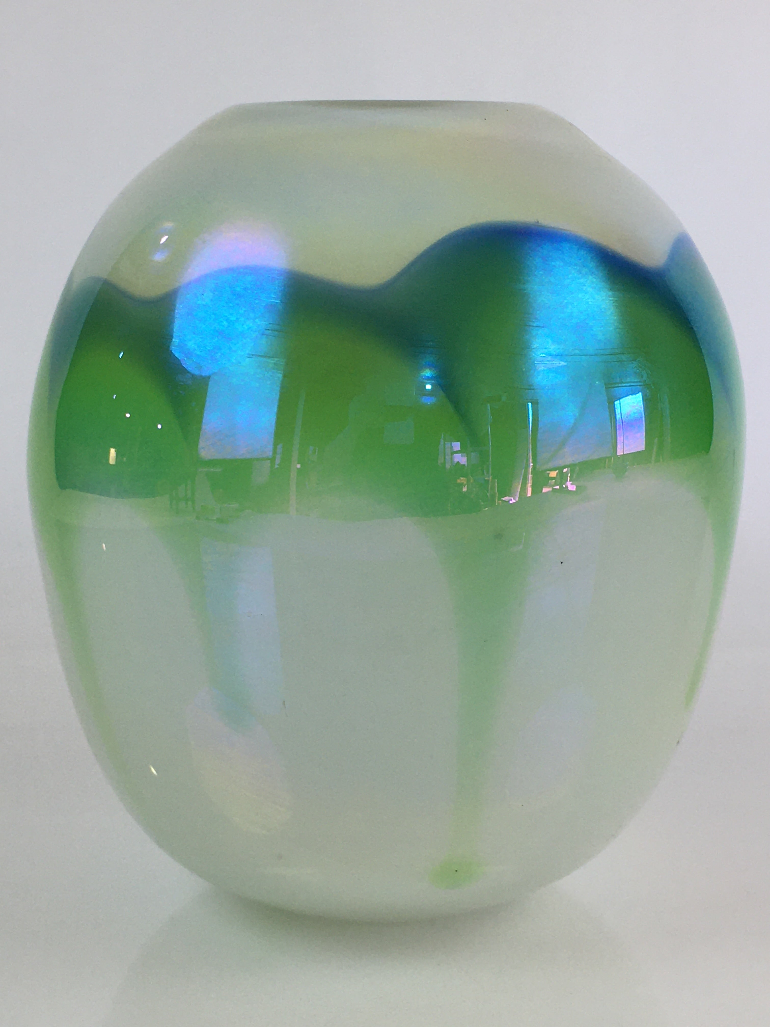 Japanese Glass Flower Vase Kabin Vtg Flower Arrangement Ikebana FV995