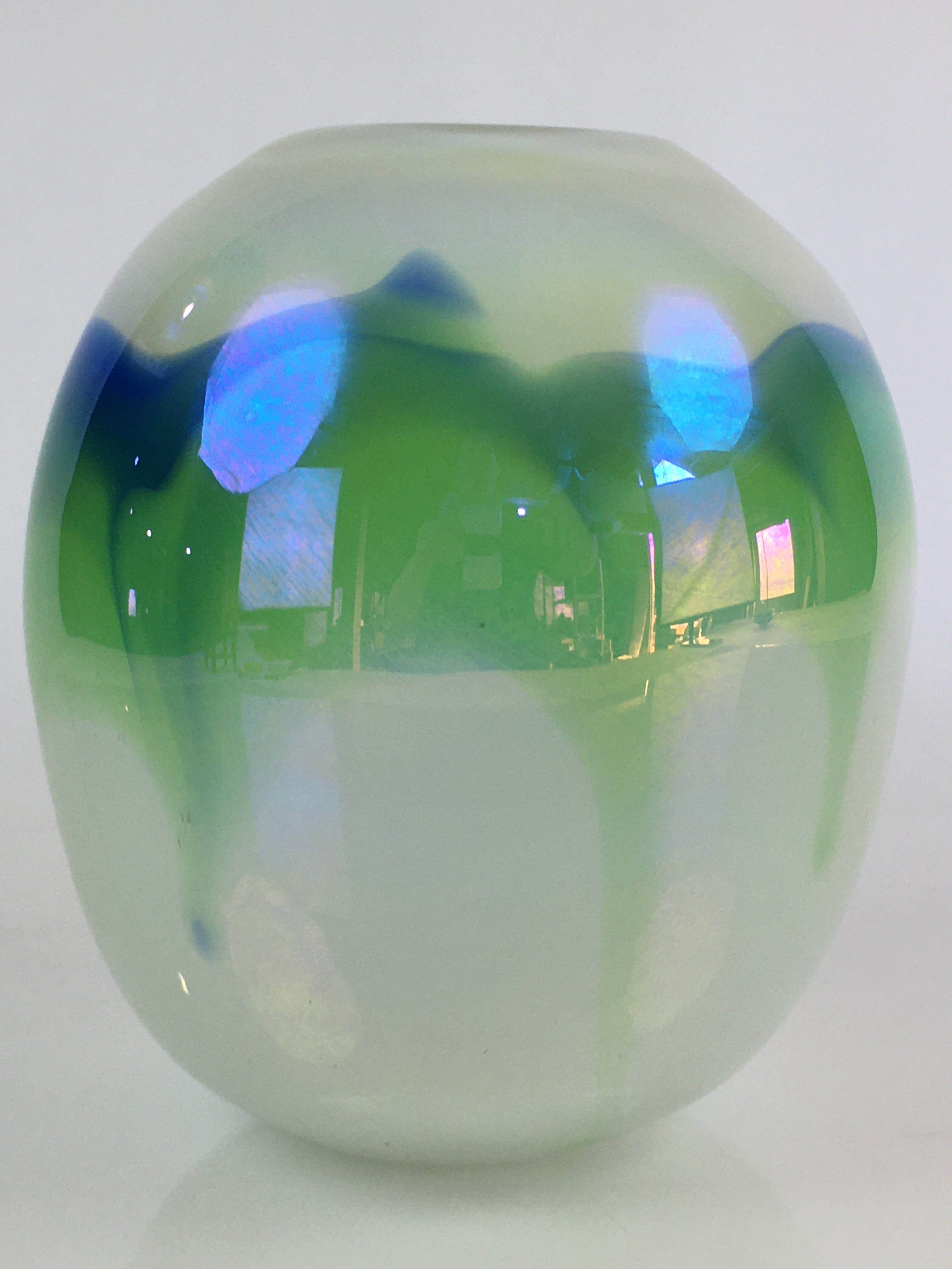 Japanese Glass Flower Vase Kabin Vtg Flower Arrangement Ikebana FV995