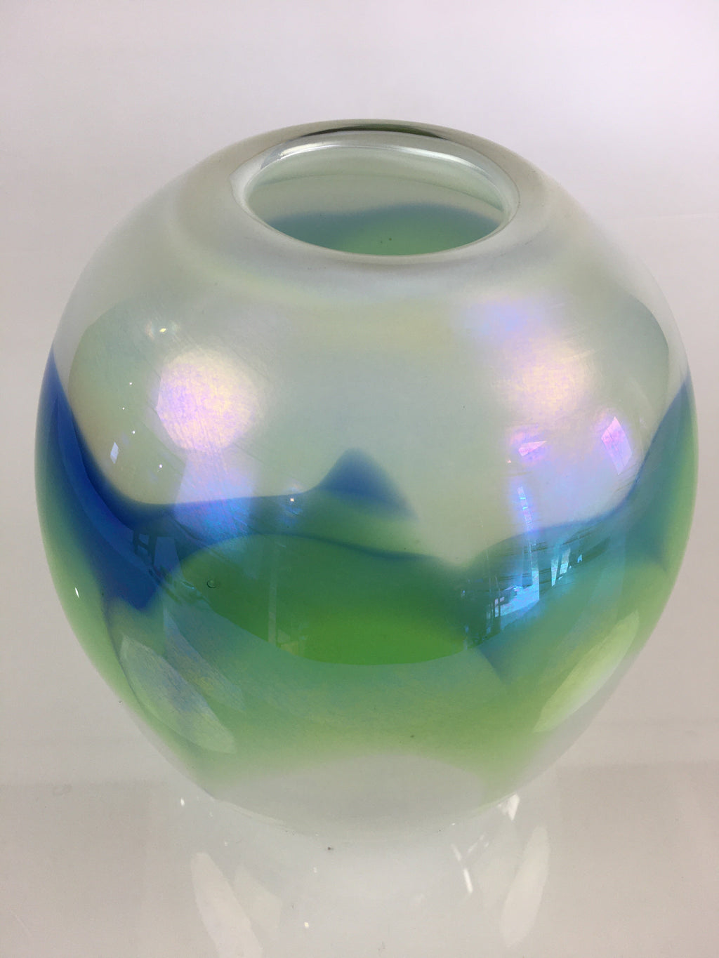 Japanese Glass Flower Vase Kabin Vtg Flower Arrangement Ikebana FV995