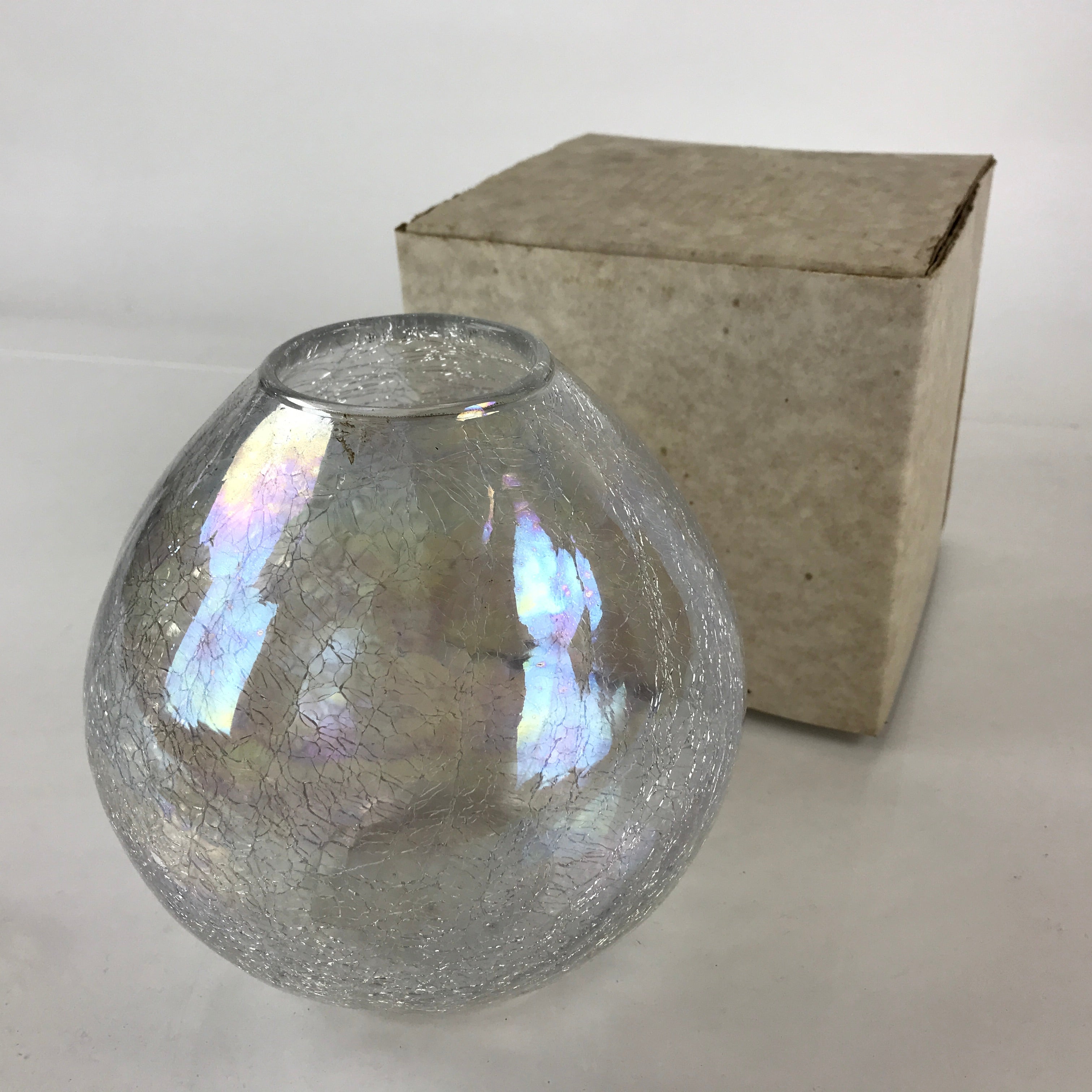 Japanese Glass Flower Vase Kabin Vtg Flower Arrangement Ikebana Kado PX655