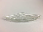 Japanese Glass Folding Fan Plate Vtg Sensu Shaped Clear Sushi Sweets QT39