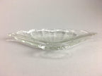 Japanese Glass Folding Fan Plate Vtg Sensu Shaped Clear Sushi Sweets QT39