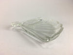 Japanese Glass Folding Fan Plate Vtg Sensu Shaped Clear Sushi Sweets QT39