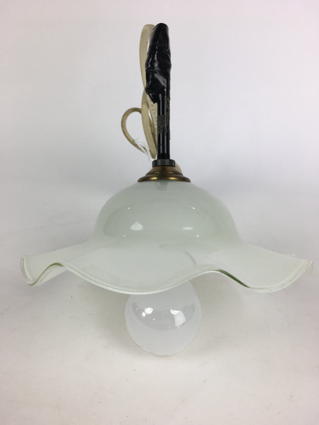 Japanese Glass Lamp Shade And Light Bulb Set Vtg White Glass JK366