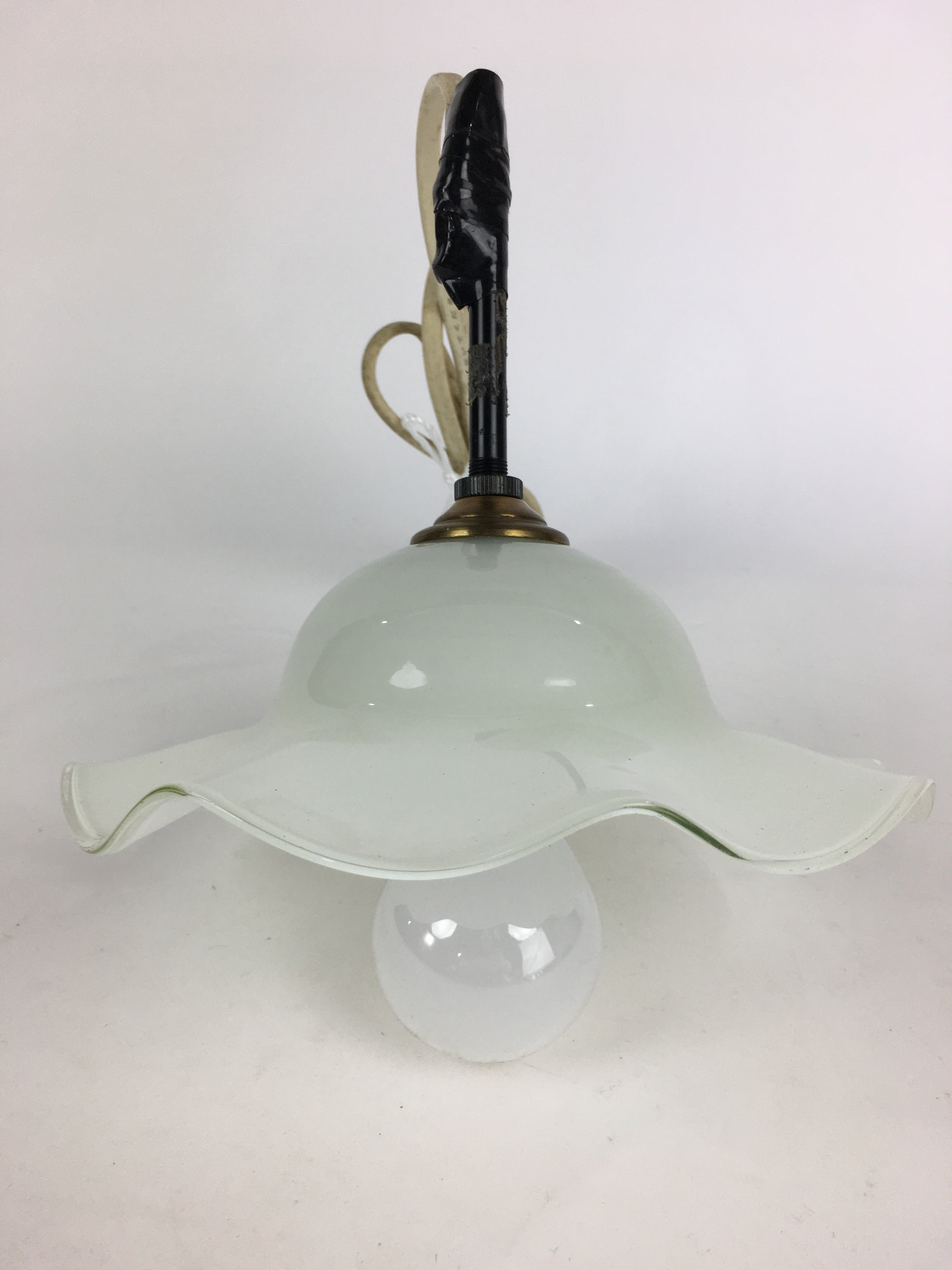 Japanese Glass Lamp Shade And Light Bulb Set Vtg White Glass JK366