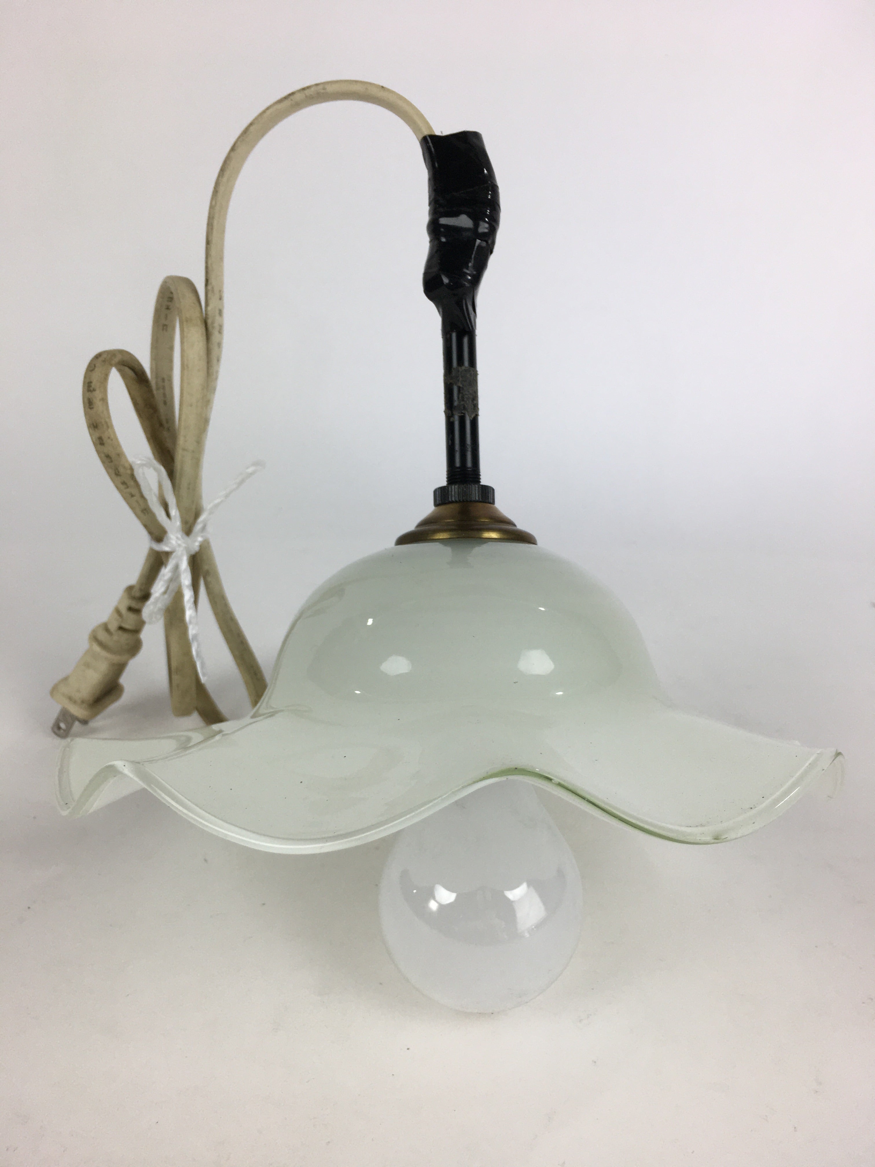Japanese Glass Lamp Shade And Light Bulb Set Vtg White Glass JK366