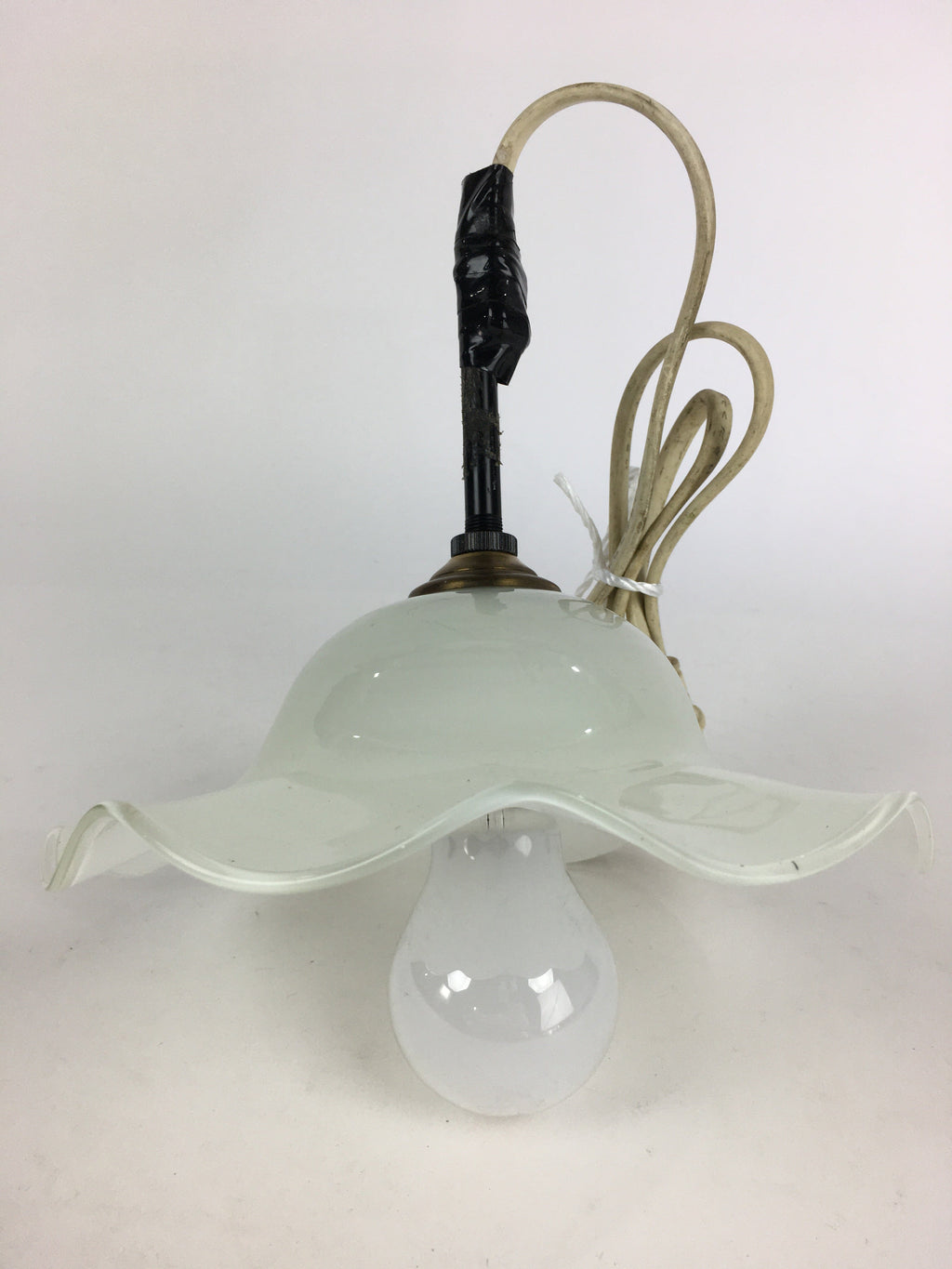 Japanese Glass Lamp Shade And Light Bulb Set Vtg White Glass JK366