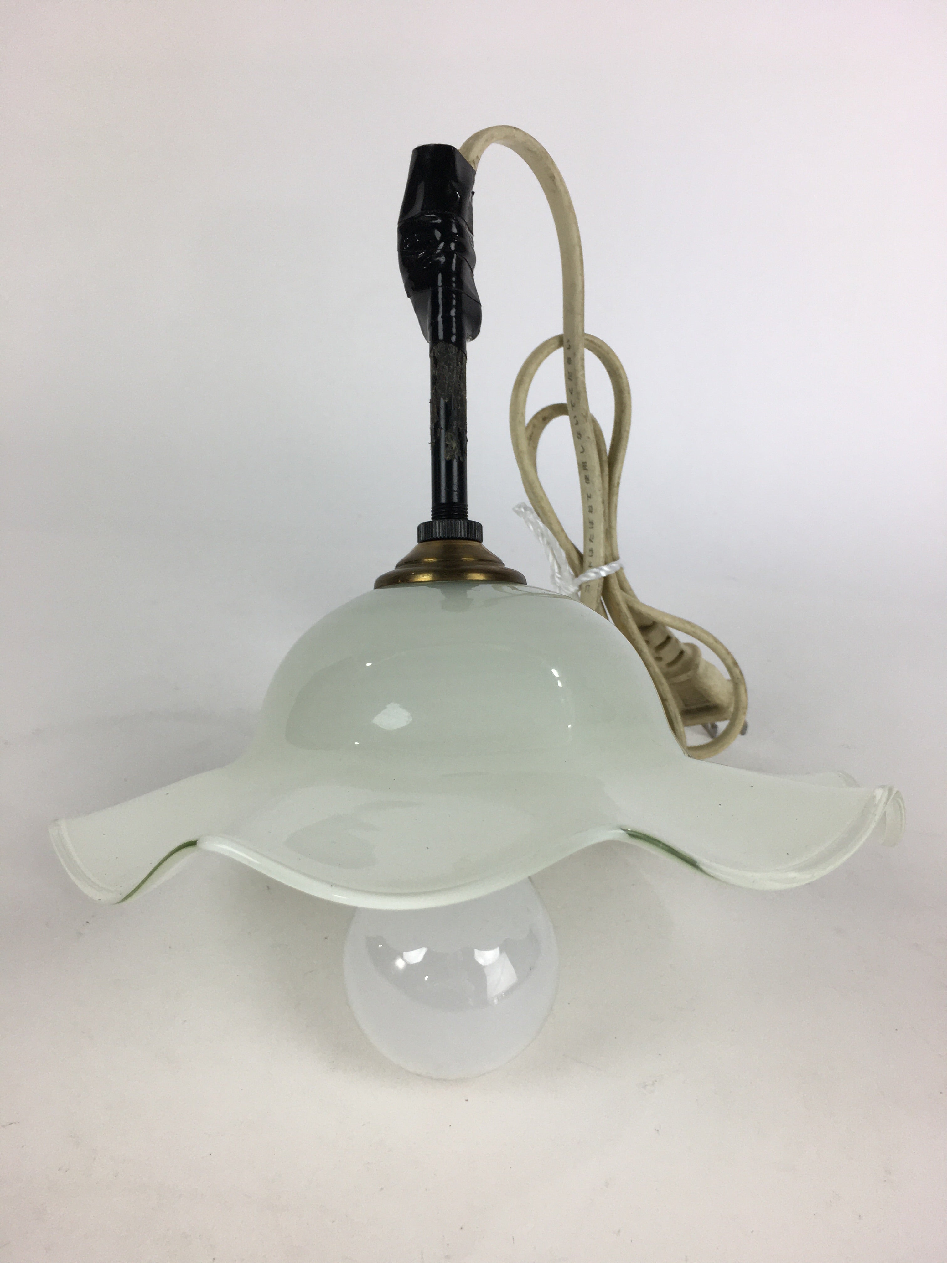 Japanese Glass Lamp Shade And Light Bulb Set Vtg White Glass JK366