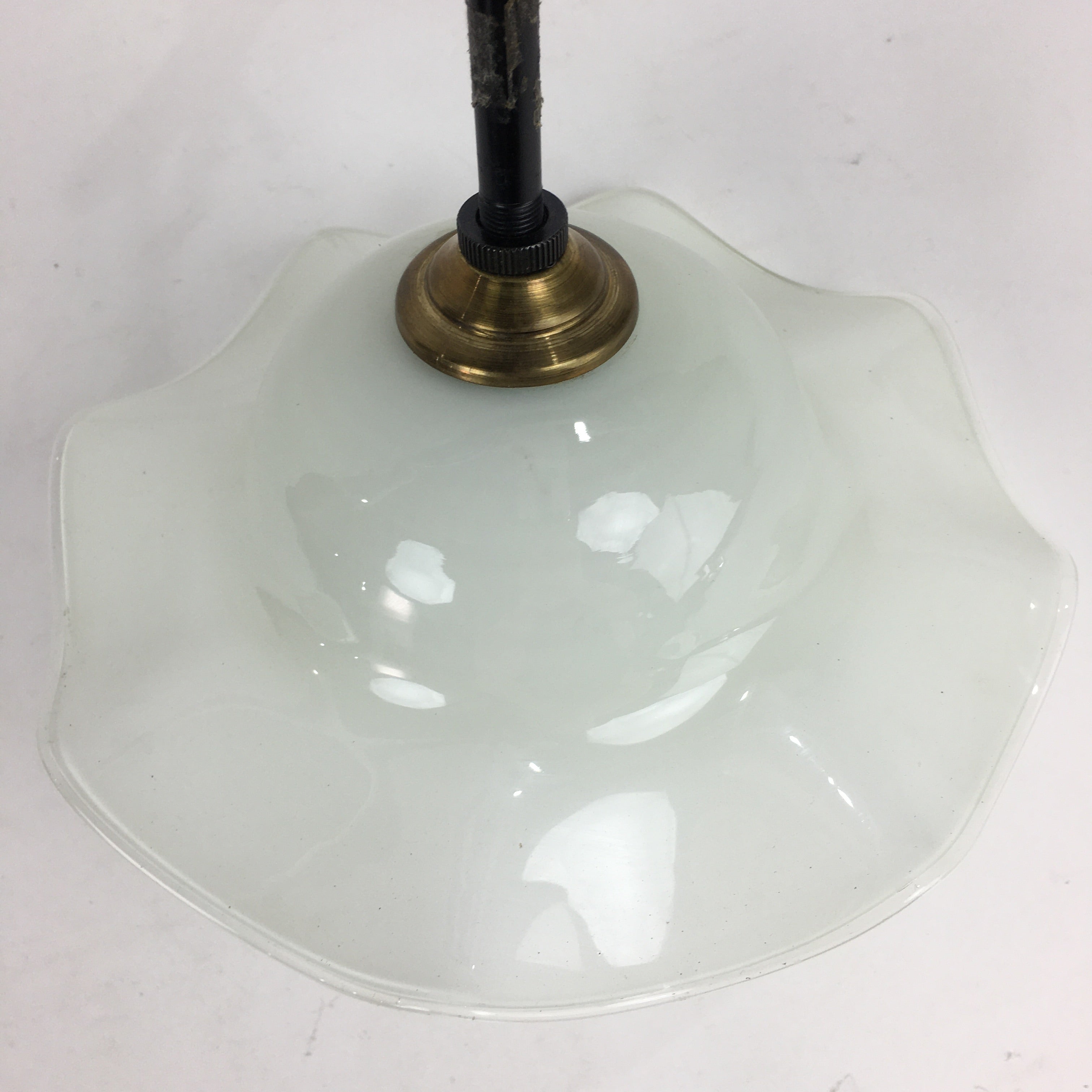 Japanese Glass Lamp Shade And Light Bulb Set Vtg White Glass JK366