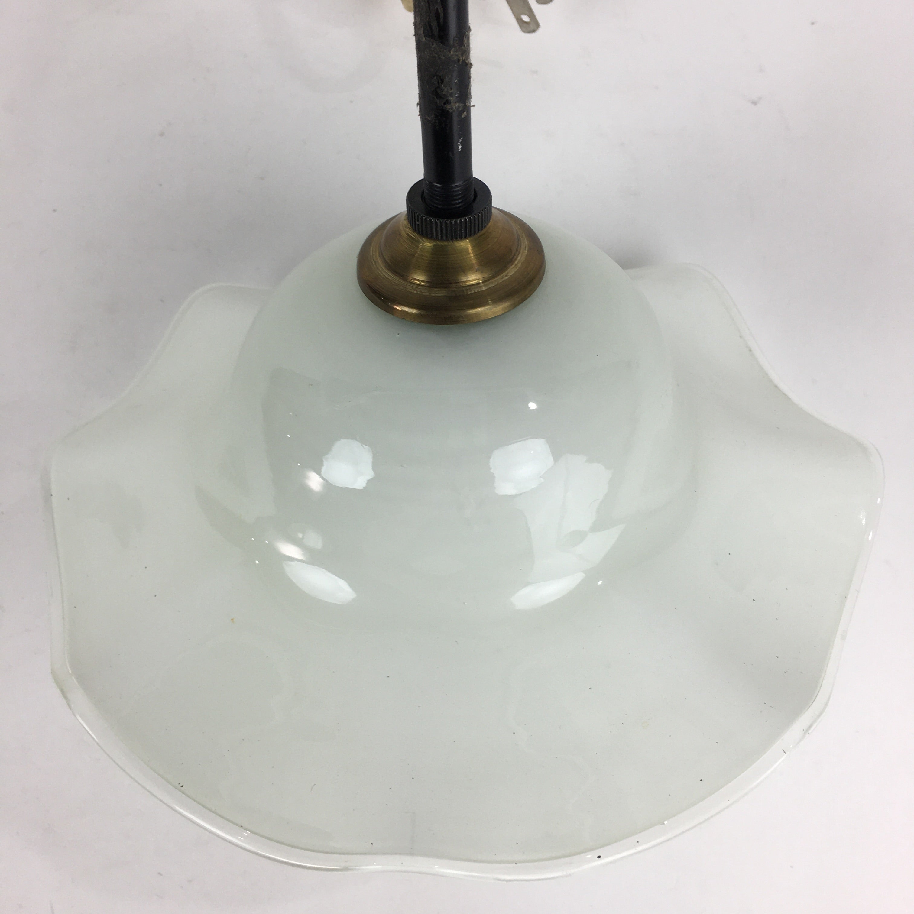 Japanese Glass Lamp Shade And Light Bulb Set Vtg White Glass JK366