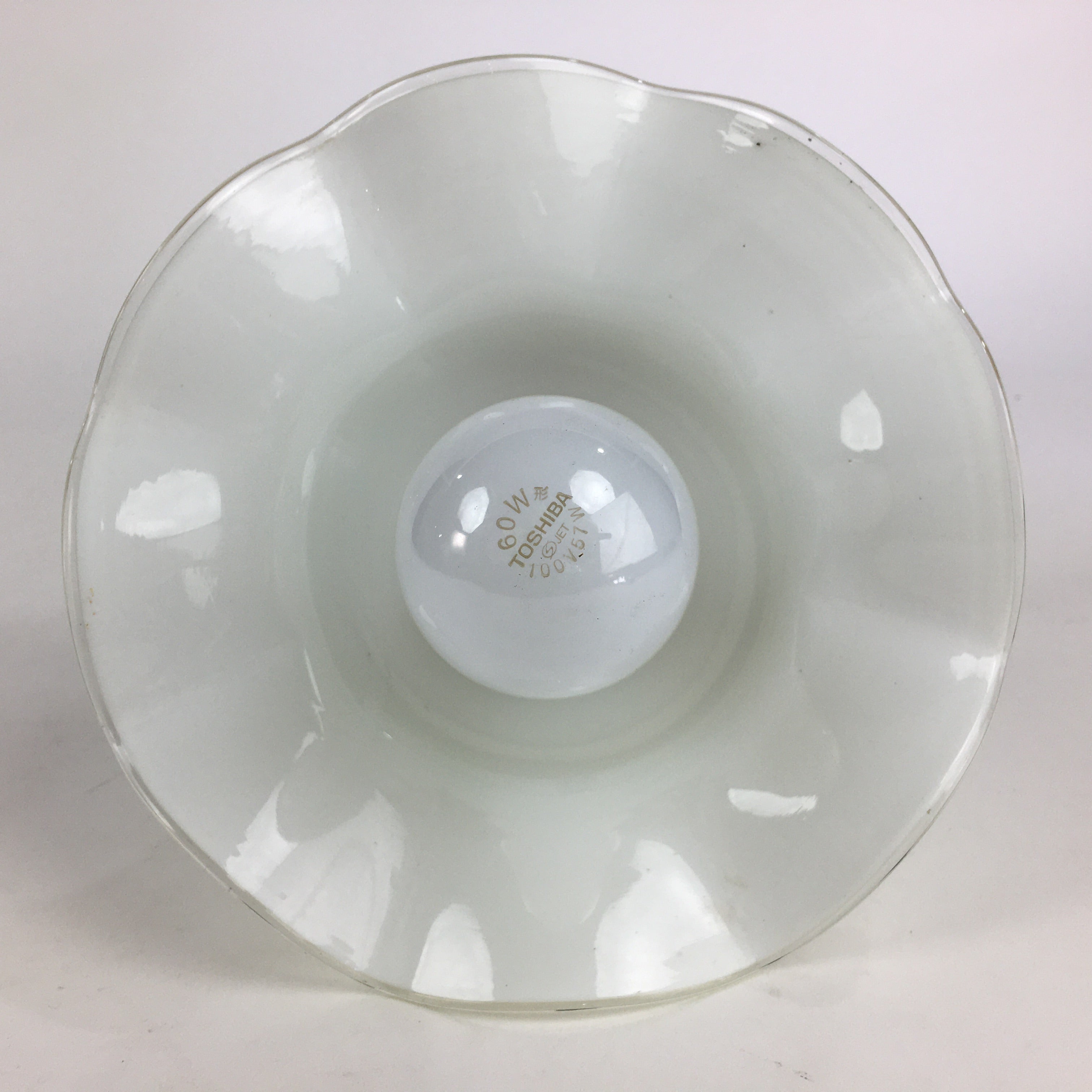 Japanese Glass Lamp Shade And Light Bulb Set Vtg White Glass JK366