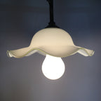 Japanese Glass Lamp Shade And Light Bulb Set Vtg White Glass JK366