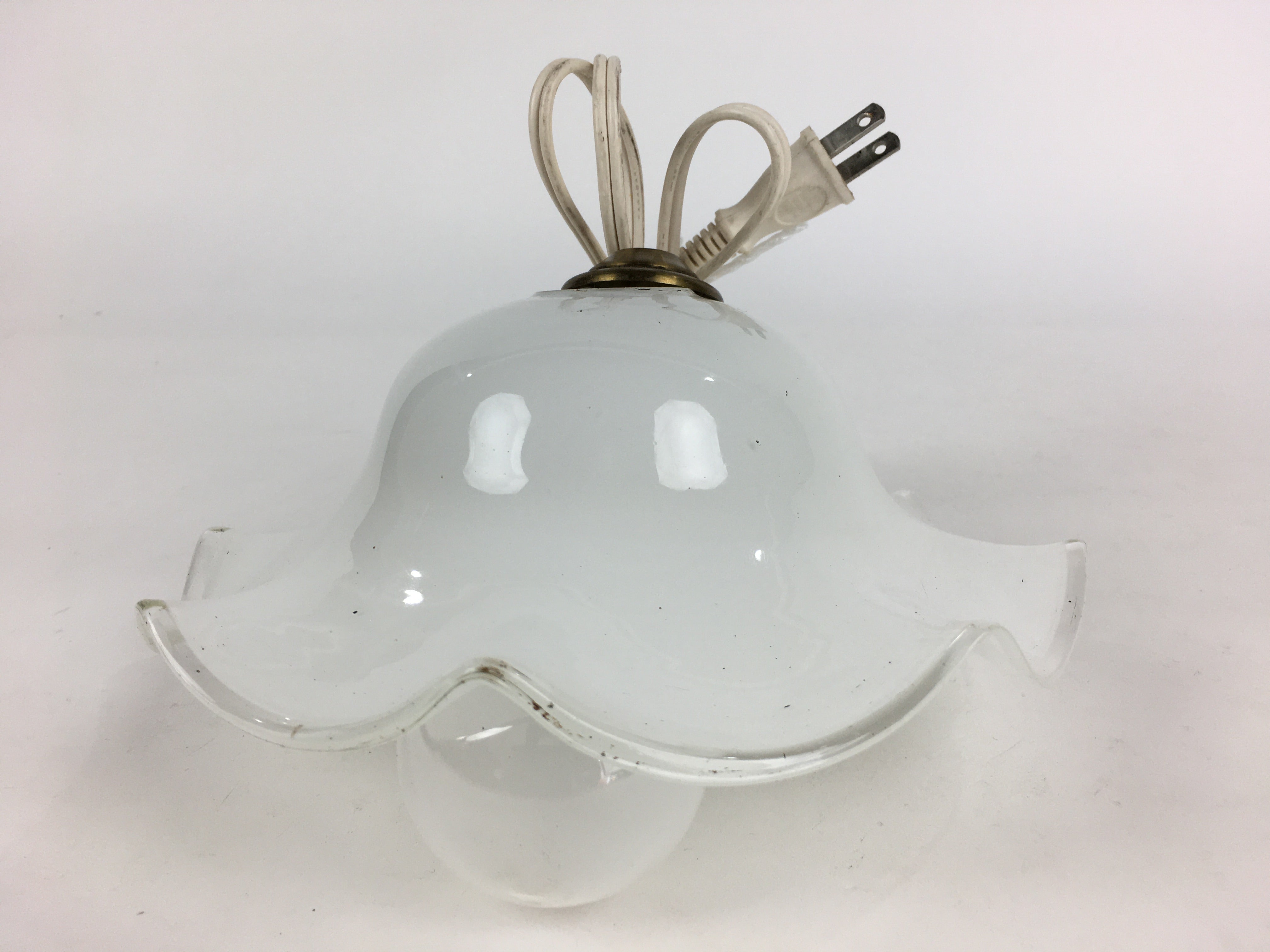 Japanese Glass Lamp Shade And Light Bulb Set Vtg White Glass JK367