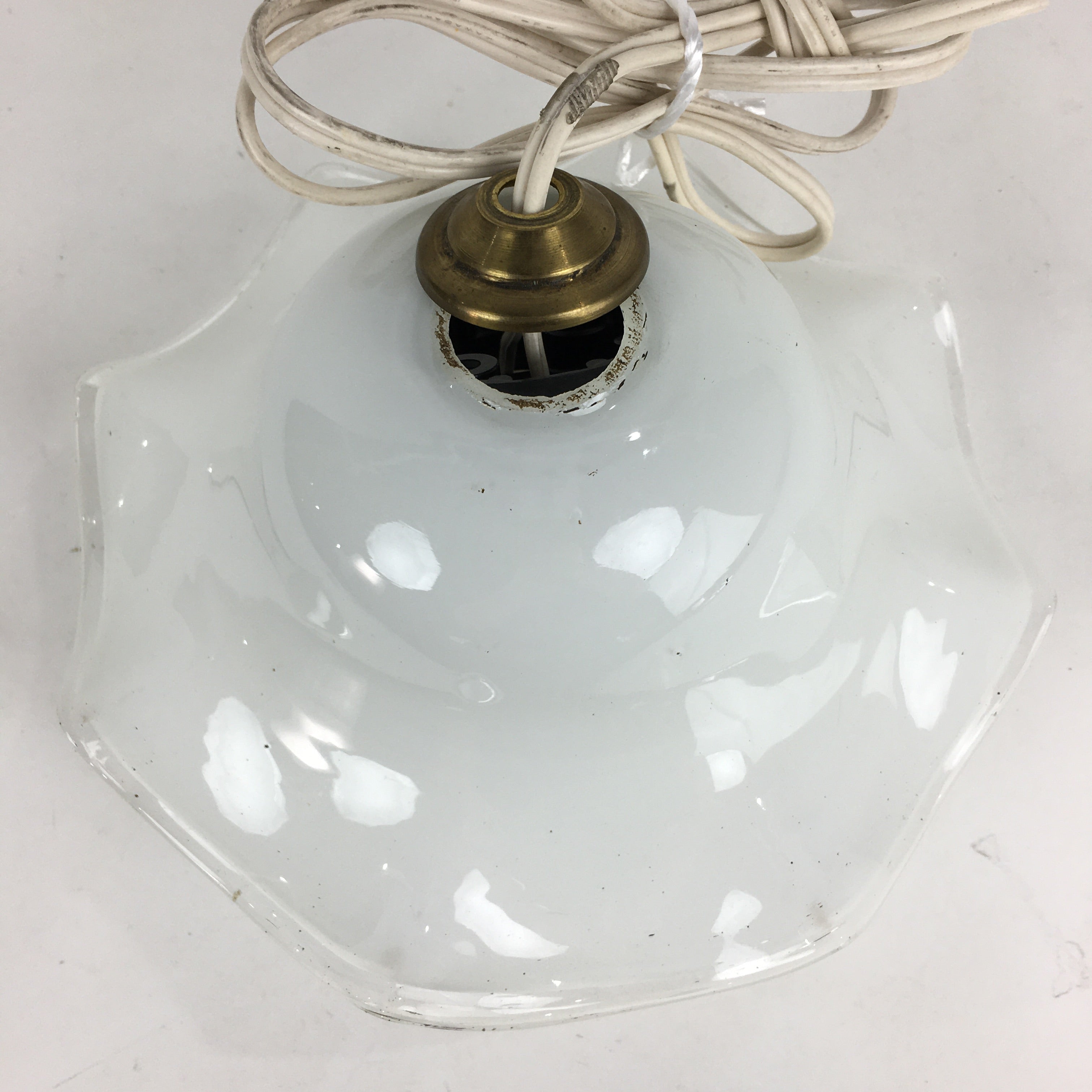 Japanese Glass Lamp Shade And Light Bulb Set Vtg White Glass JK367