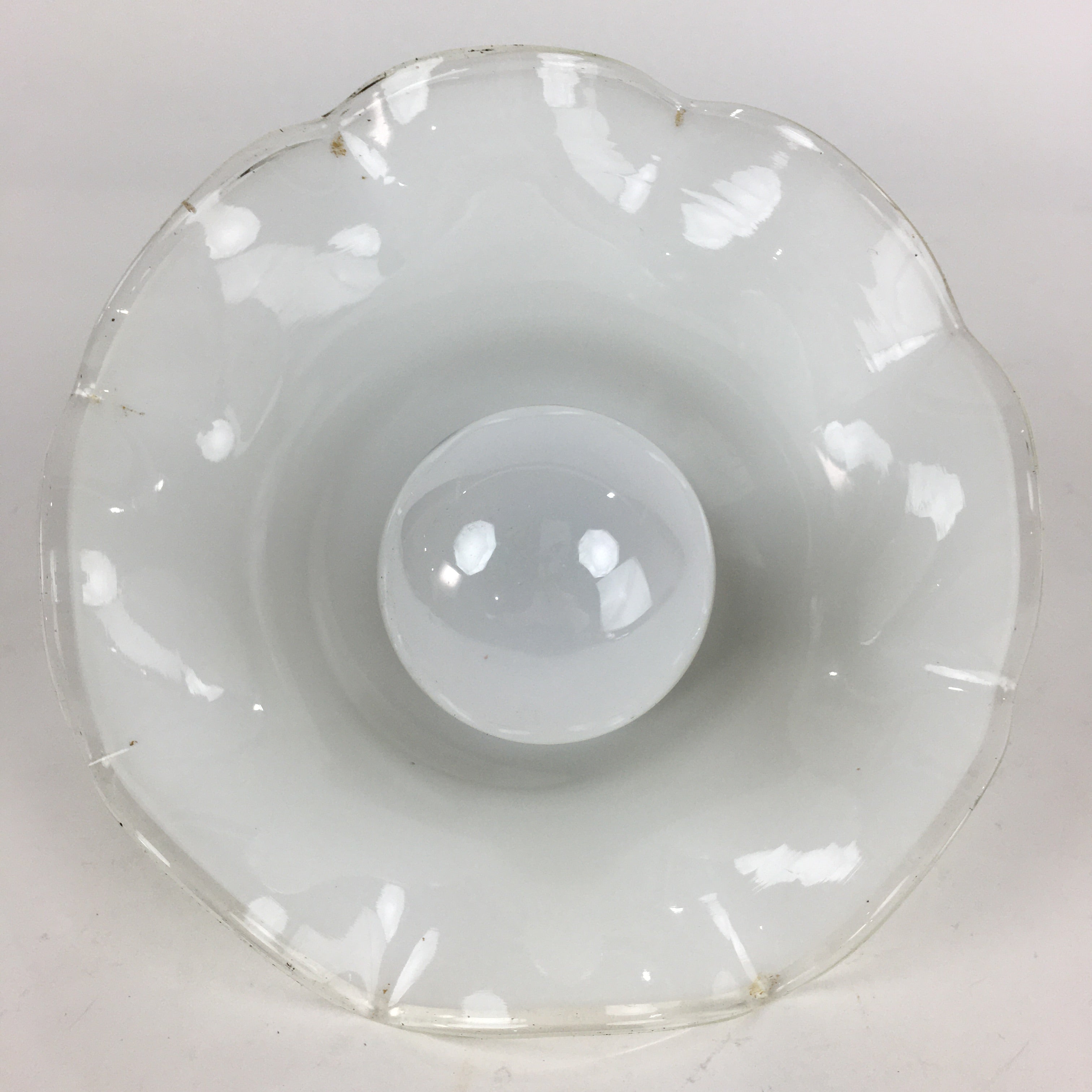 Japanese Glass Lamp Shade And Light Bulb Set Vtg White Glass JK367