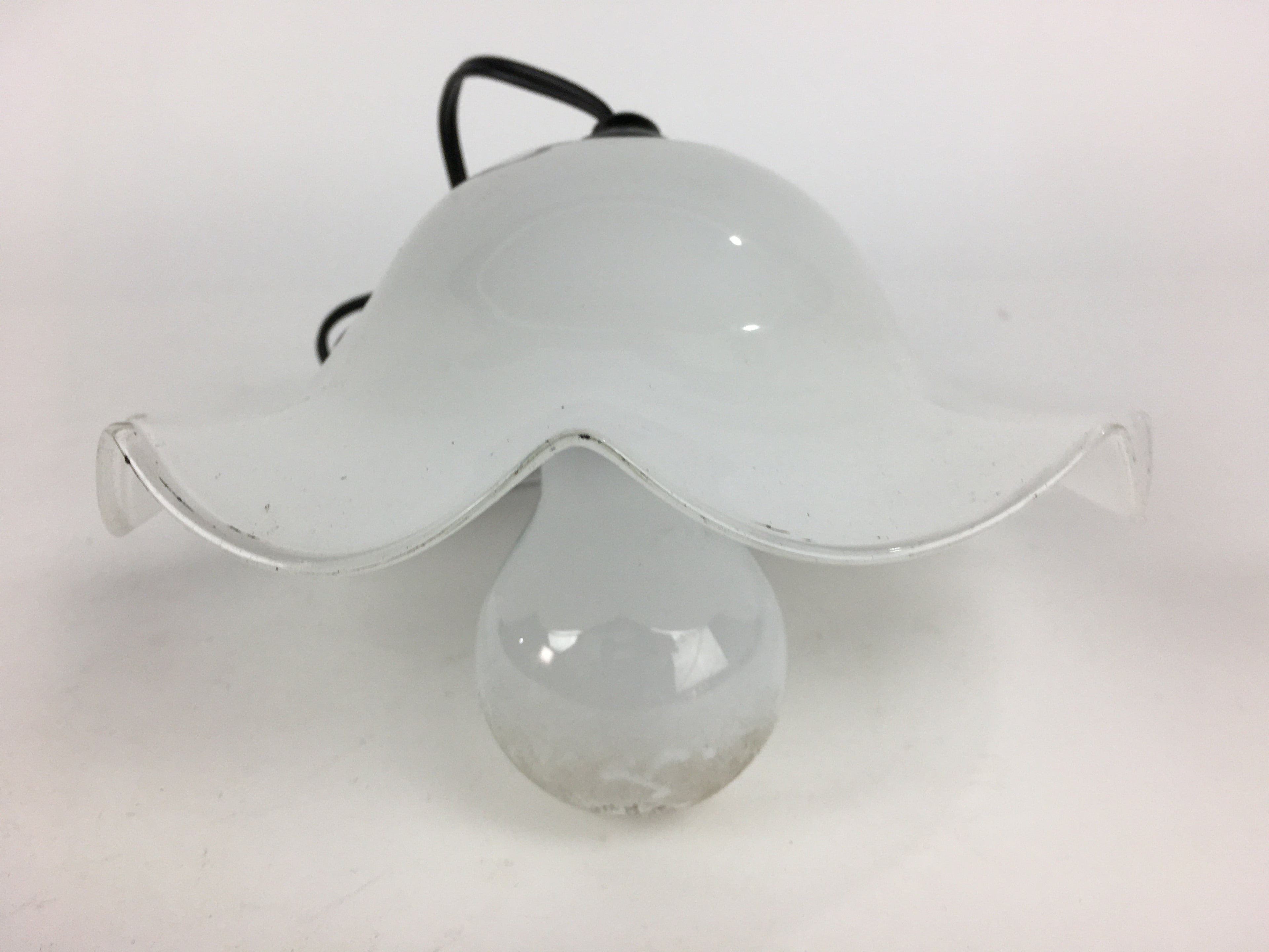 Japanese Glass Lamp Shade And Light Bulb Set Vtg White Glass JK368