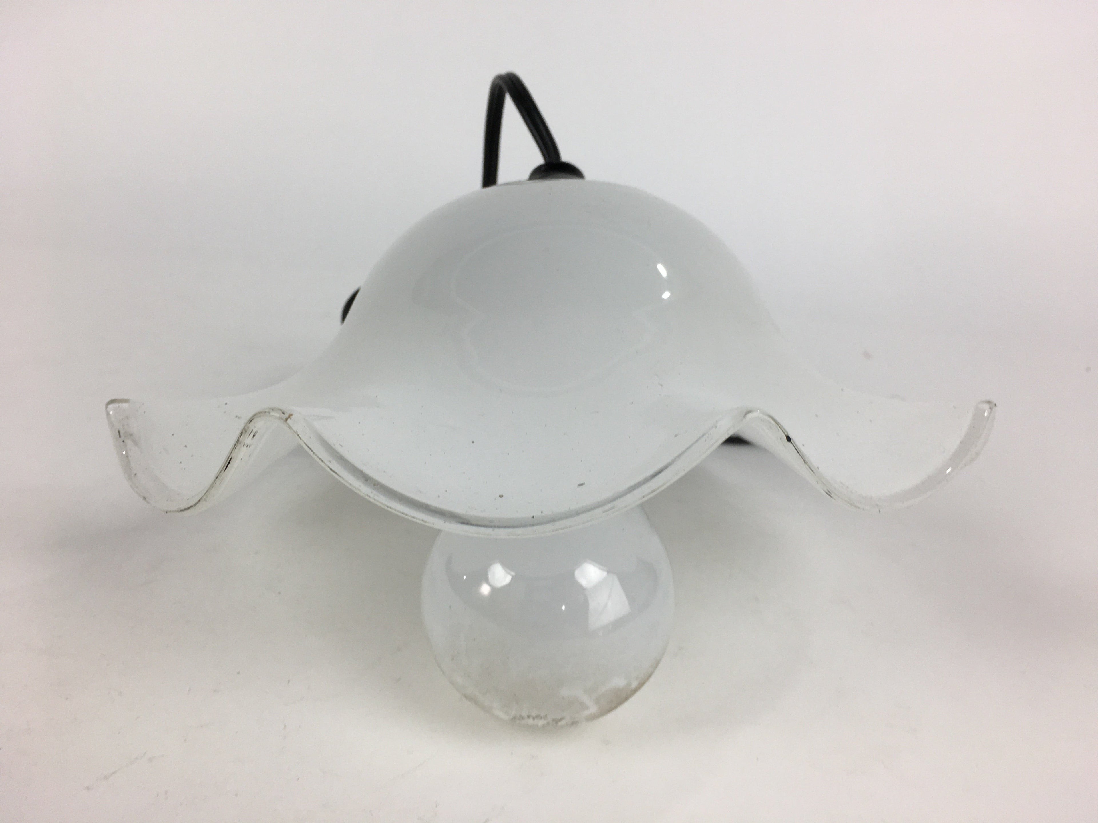 Japanese Glass Lamp Shade And Light Bulb Set Vtg White Glass JK368