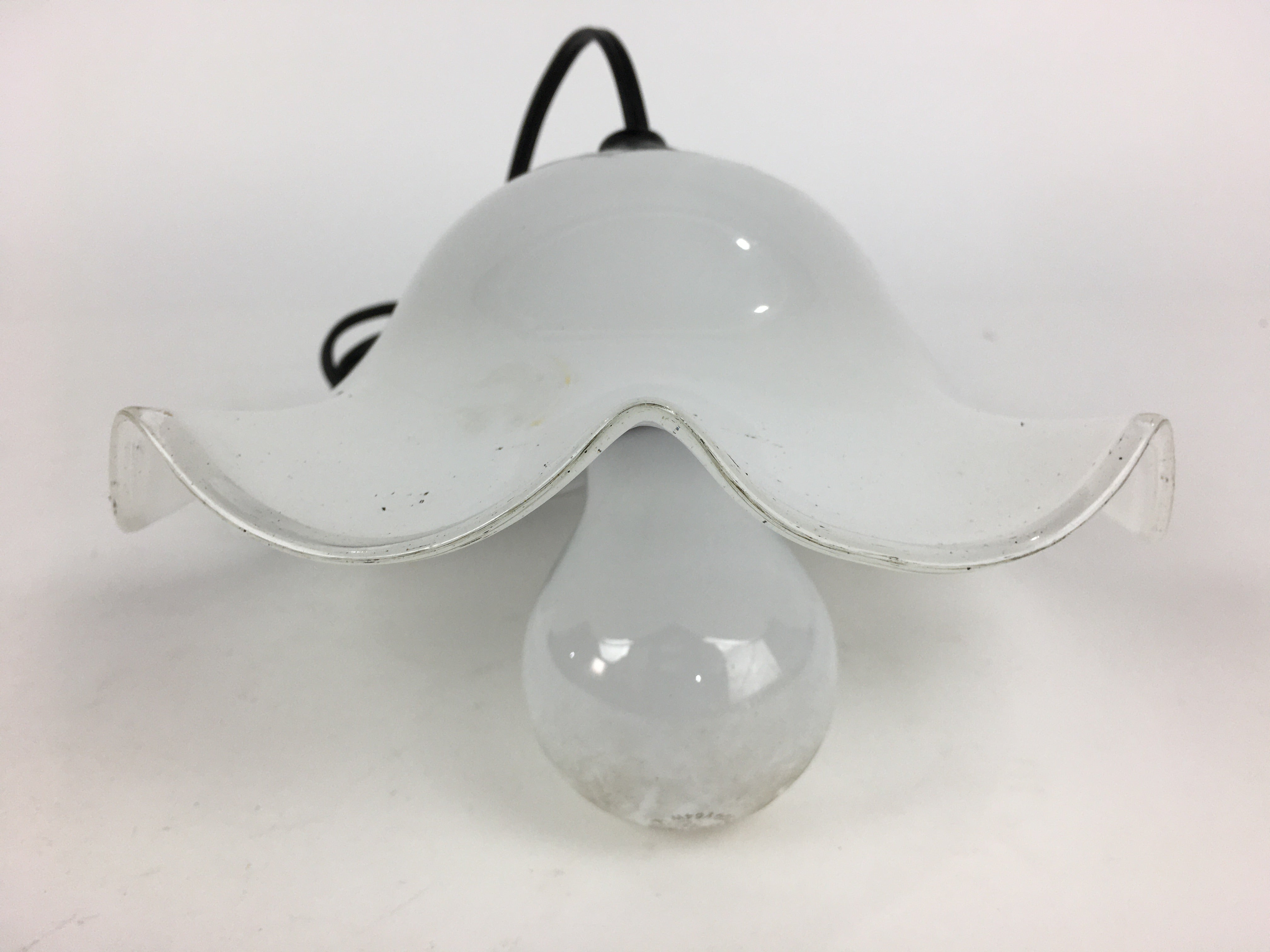 Japanese Glass Lamp Shade And Light Bulb Set Vtg White Glass JK368