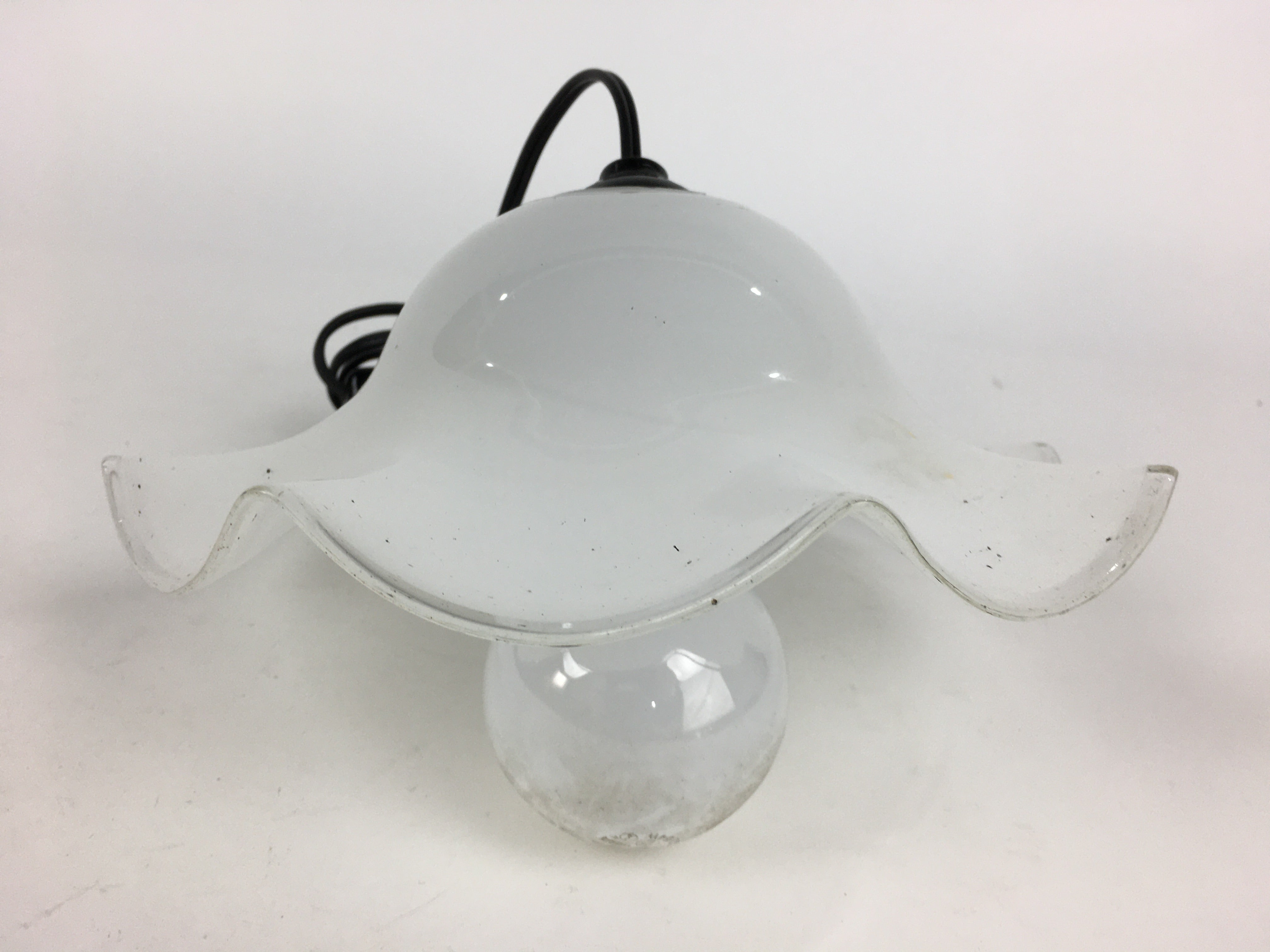 Japanese Glass Lamp Shade And Light Bulb Set Vtg White Glass JK368