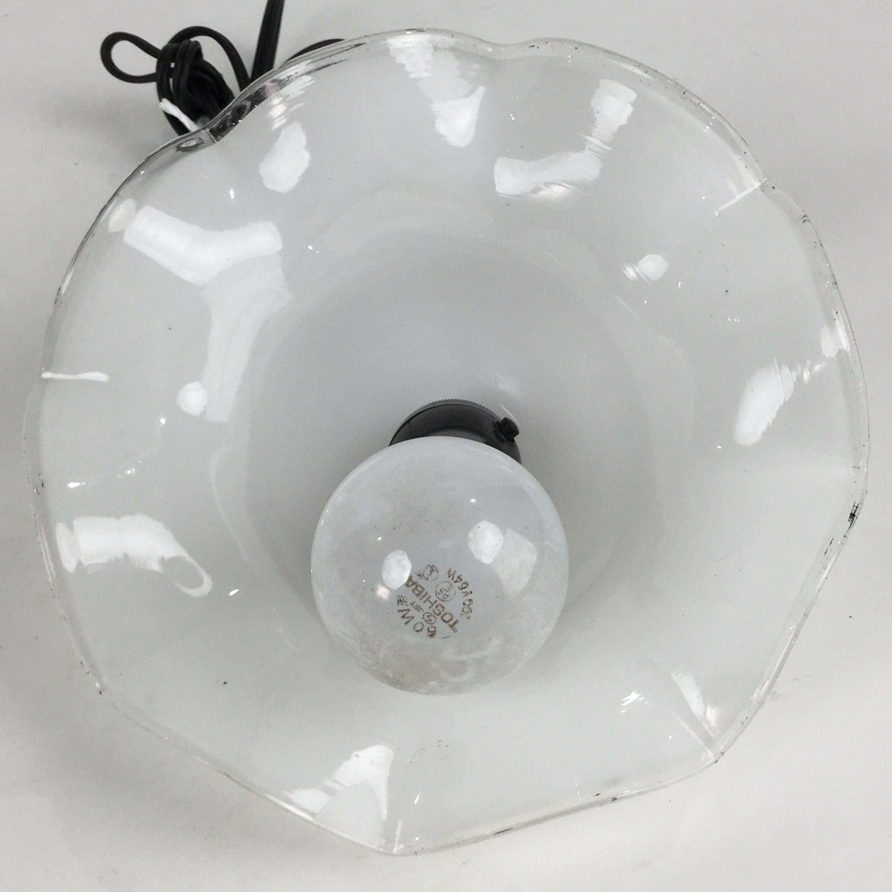 Japanese Glass Lamp Shade And Light Bulb Set Vtg White Glass JK368