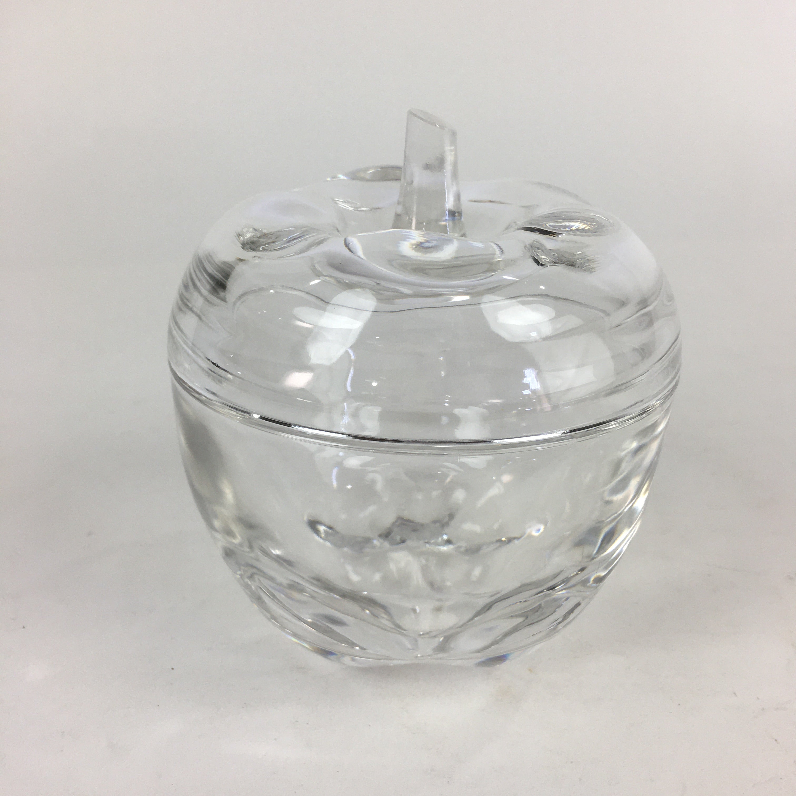 Vintage Cookie Jar Canister, Clear Glass Embossed With Apples With