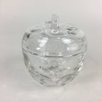 Japanese Glass Lidded Pot Vtg Apple Shape Crystal Glass Container JK348
