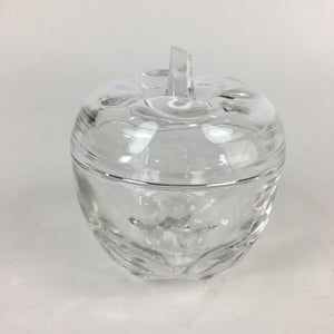 Japanese Glass Lidded Pot Vtg Apple Shape Crystal Glass Container JK348