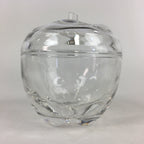 Japanese Glass Lidded Pot Vtg Apple Shape Crystal Glass Container JK348