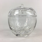 Japanese Glass Lidded Pot Vtg Apple Shape Crystal Glass Container JK348