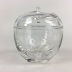 Japanese Glass Lidded Pot Vtg Apple Shape Crystal Glass Container JK348