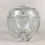 Japanese Glass Lidded Pot Vtg Apple Shape Crystal Glass Container JK348